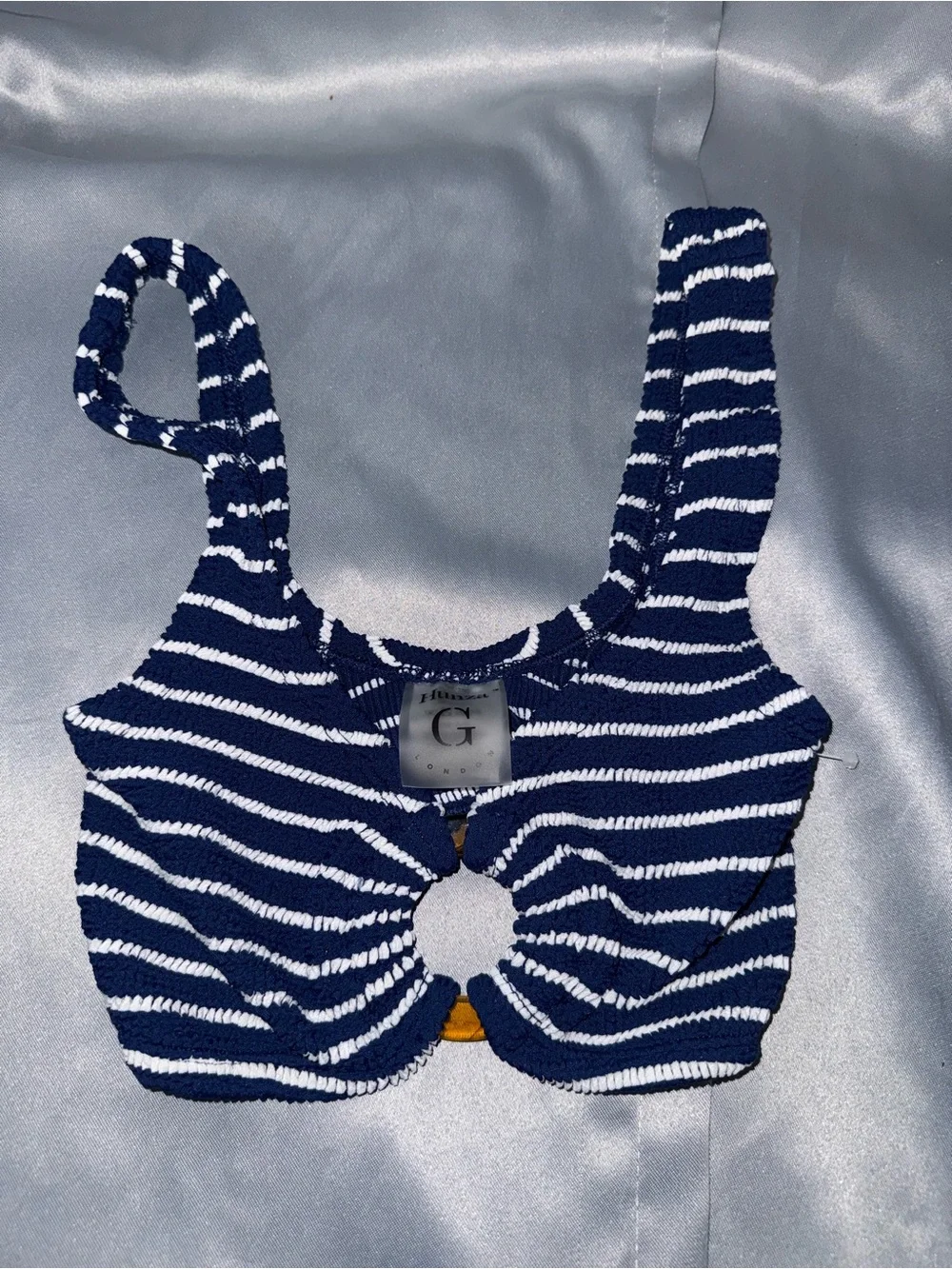 Hunza G Navy and White Striped Two-Piece Bikini